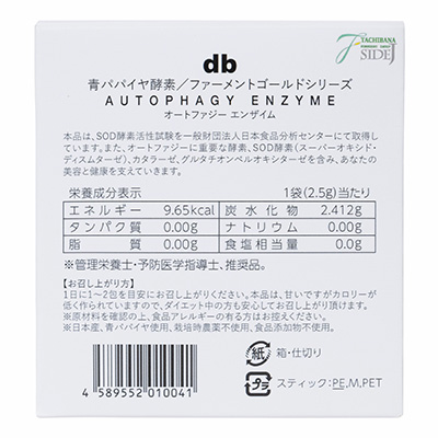 青パパイヤ酵素 オートファジーエンザイム 背面